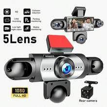 SIDAKEYE 360° Panoramic 5-Channel Dash Cam (4 Lenses + Rear) 64G Memory Card, 3.16-Inch IPS Display, 1080P Front, 720P Front/Middle/Rear/Left/Right Full Coverage, Quad-View Display Function, High-Definition Night Vision, Wide Dynamic Range, G-Sensor, USB Charging, 150mAh - A - View 8
