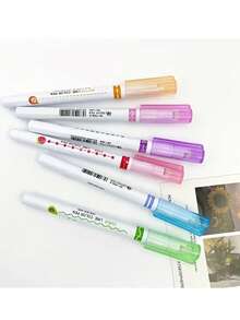 6pcs Different Curved Flower Outline Pens, Different Line Curve Shapes, Stationery For Note-Taking, Marking Colored Pencils - A - View 8