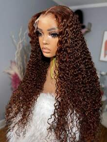 Wear And Go 200% Density 5x5 Pre Cut Lace Closure Wig And 13*4 Lace Front Wig Easy To Wear Pre-Plucked With Bleached Knots Jerry Curly #4 Brown Wig Blended Hair Wig Baby Hair Around For Women, Halloween - Brown - View 2