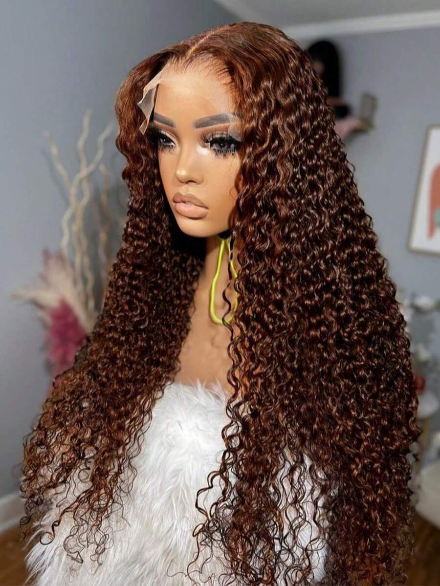 Wear And Go 200% Density 5x5 Pre Cut Lace Closure Wig And 13*4 Lace Front Wig Easy To Wear Pre-Plucked With Bleached Knots Jerry Curly #4 Brown Wig Blended Hair Wig Baby Hair Around For Women, Halloween
