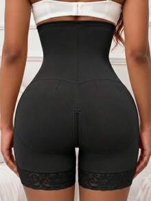 1pc Colombia High Waist Shaping Shorts, Body-Shaping Panty, Zipper Closure, Tummy Control, Suitable For Multiple Occasions - Black - View 6
