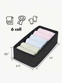 6/7/8/24 Non-Woven Fabric Drawer Storage Compartments, Foldable Wardrobe Storage Baskets And Fabric Storage Boxes Are Used For Storing Clothes, Socks, Underwear, Bras, Ties And Accessories - Black - View 9