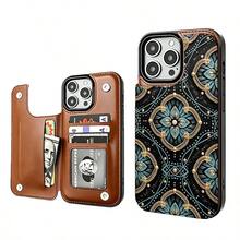 4350[2D Print] Luxury Dark Filigree Printed Phone Case, Flip Wallet Phone Case with 3 Card Slots, You Can Insert Credit Card Cash, Hand-stitched with High Quality For phone 17 Pro Max/17 Pro/17 Air/16 Pro Max/16 Pro/15 Pro/15 Plus/14 Pro Max/13/12/11 Viral Fashion - Braun - Übersicht 8