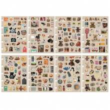 8pcs Caramel Bear Convenience Store Die-Cut Stickers, Popular Brown Bear Healing Style Planner Scrapbook Material, Waterproof Sticker - Multicolor - View 7