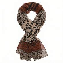 Bohemian Leopard Print Scarf - 100% Polyester, Non-Elastic, No Feathers, Printed Chiffon Shawl - Warm, Breathable Headscarf, Suitable For Outings, Travel, Beach - 1PC Scarf European And American Leopard Print Scarf Autumn/Winter New Korean Style Wholesale Chiffon Silk Scarf Cross-Border Hot - Multicolor - View 6