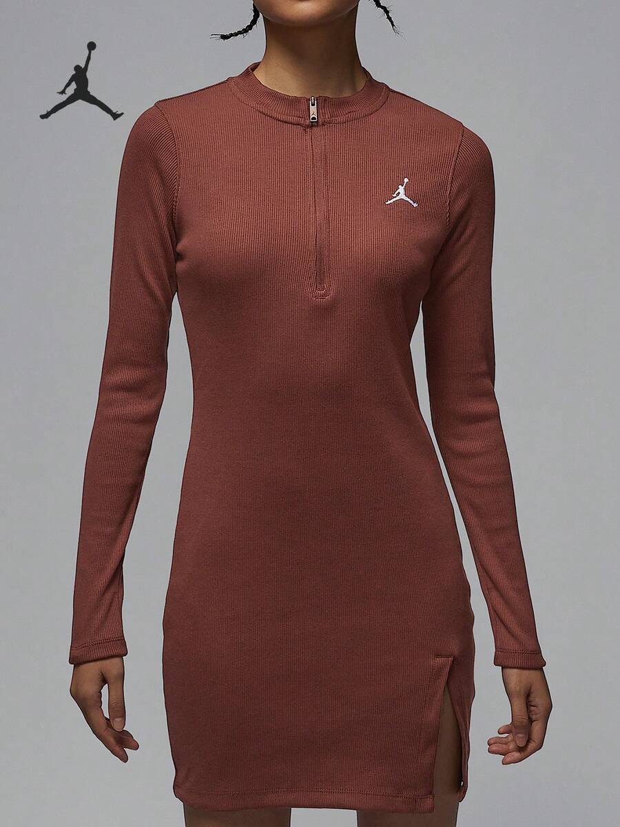 Nike Authentic JORDAN Women's Fitted Slit Stand Collar Knit Dress HF9478-231 - HF9478-231 - View 1