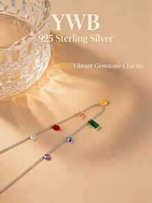 S925 Sterling Silver Colorful CZ Rainbow Beaded Pendant Necklace For Women DD3524 - Silver - View 5