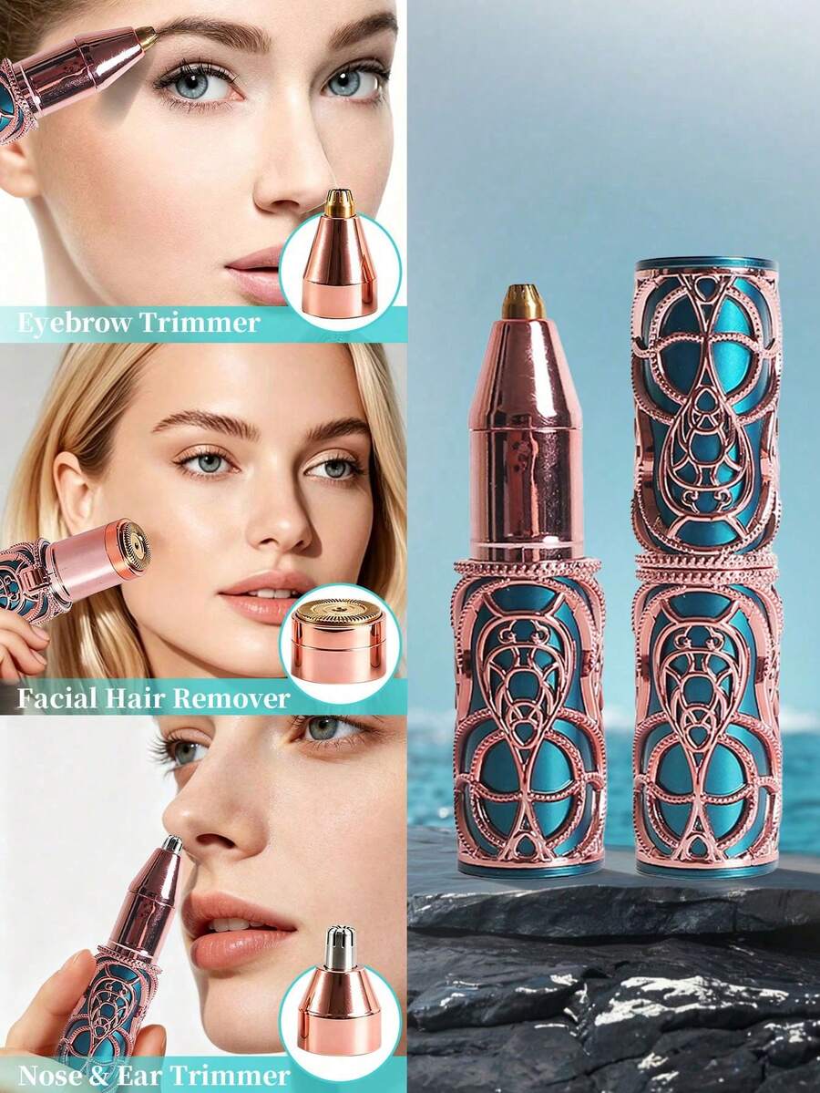 3-In-1 Rechargeable Facial, Eyebrow And Body Hair Remover - Lipstick-Sized Portable Trimmer, Perfect For Travel | Ideal Gift - View 1