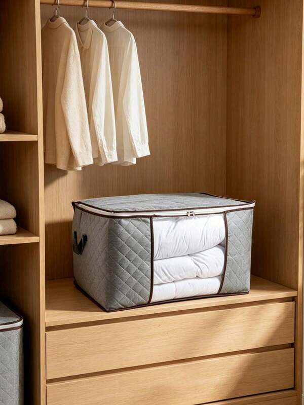 1 Large Foldable Clothing Storage Bag With Window And Handles – Space-Saving, Dustproof, Moisture-Proof, And Pest-Resistant; Suitable For Storing Clothes, Blankets, Rugs, Gifts, Toys, And More – Ideal For Bedrooms, Closets, And Home Use.