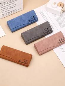 1pc Customizable Glasses Case, Glasses Storage Box With Logo, Niche Minimalist Scratch-Resistant Portable Wooden Texture Style, Support Name Customization, Create Your Exclusive Eyewear Storage, Personalized And Practical. Suitable As Birthday Gift For Sisters, Friends, And Parents. - Multicolor - View 8