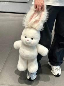 Fluffy White Rabbit Plush Doll, Cute Stuffed Rabbit, Holiday Party Decoration And Gift - Multicolor - View 12