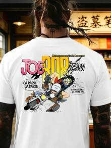 White Christmas T-Shirt For Men With A Joe Rop Cartoon Pattern, French Phrases, And A Motorcycle Design For A Hot Item. - 黑色 - 查看 7