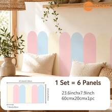 SUPSTICKER 6入波希米亞風扇形拱門牆貼，可移除 PVC 牆貼，適用於兒童房、嬰兒房、臥室，7.68x23.43 英吋 - 彩色 - 查看 17