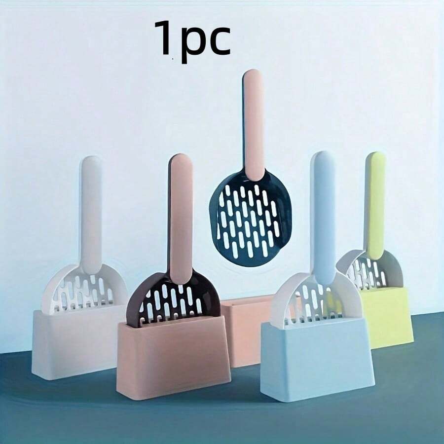1pc Plastic Cat Litter Scoop, Hollow Sieve Cat Litter Scoop, Durable Pet Cleaning Tool, Suitable For Cat Litter Box - Multicolor - View 1