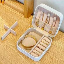 1 pieza Caja de joyas de 2 capas, Caja de almacenamiento de joyas, Caja de almacenamiento de joyas de gran capacidad, Bandeja de exhibición de collares, Para viajes - A - Ver 11