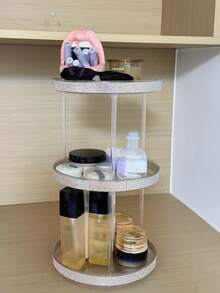 360°旋轉水鑽化妝品收納盒，透明1/2/3層梳妝台收納托盤，適用香水、保養品與化妝刷，1件多功能360°旋轉珠寶收納架，化妝品收納盒 - 彩色 - 查看 10