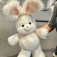 Fluffy White Rabbit Plush Doll, Cute Stuffed Rabbit, Holiday Party Decoration And Gift - Multicolor - View 6