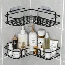 Shower Caddy Bathroom Storage Wall Rack, Drill-Free Adhesive Shower Decor And Accessories - Black - View 1