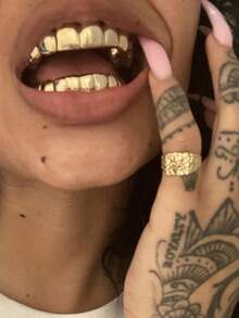 THATBOY 2pcs/Set Grillz 8 Gigi Berlapis Emas 18K Mengkilap - MultiWarna - View 5