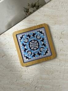 Sicilian Vintage Floral Tile Pattern Thickened MDF Material Embossed High-Definition Printed Square Heat-Insulating Coaster Placemat Suitable For Home Daily Use And Holiday Birthday Gift, Travel Souvenir Gift - Multicolor - View 13