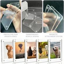 3/6/8/10 Sets 9x6cm Acrylic Transparent Mini Magnetic Photo Frames, Instant Photo Display DIY Fridge Magnets, Halloween, Christmas, Cartoon Photo Collection, Acrylic Fridge Magnets, Magnetic Wall Photo Frames, Magnetic Photo Sleeves, Kitchen Display, Fridge Decoration, Minimalist Design, Modern Display, High Quality Magnets, Sturdy Construction, Gift Shoppers, Home Decor. Fridge Magnetic Photo Frame Set, DIY Fridge Magnets - Transparent - View 5