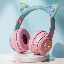 Cute Cat Wireless Headphones, Fashionable Gradient Color Wireless Gaming Headset With RGB Lighting, Retractable Foldable Design, Soft Comfortable Ear Pads - 查看 15