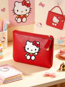 SANRIO 1pc Hello Kitty Mini Wallet, Cute PU Coin Purse, Fashion PU Leather Small Zipper Wallet & Card Holder, Suitable For Keys/ID Card, Easy To Clean Daily Carry Wallet - Multicolor - View 1