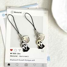 1/2pcs Gothic Halloween Phone Chain Pendant, Can Be Used As Keychain Or Earphone Charm - Multicolor - View 3