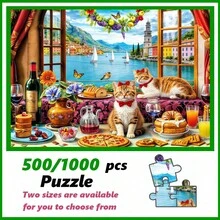 500 قطعة/1000 قطعة لغز كبير للبالغين، تفاعلي عائلي، ديكور منزلي DIY، لغز عائلي ممتع فاخر مصمم لأعياد الميلاد وعيد الحب وعيد الأم وعيد الشكر وعيد الفصح وعيد الهالوين وعيد الميلاد، هدية مفضلة جداً لعشاق الألغاز - متعدد الألوان - مشاهدة 1