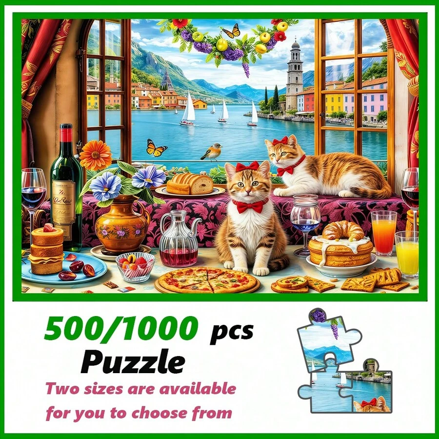 500 قطعة/1000 قطعة لغز كبير للبالغين، تفاعلي عائلي، ديكور منزلي DIY، لغز عائلي ممتع فاخر مصمم لأعياد الميلاد وعيد الحب وعيد الأم وعيد الشكر وعيد الفصح وعيد الهالوين وعيد الميلاد، هدية مفضلة جداً لعشاق الألغاز - متعدد الألوان - مشاهدة 1