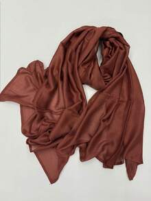 1 pieza Pañuelo musulmán de borde ancho de doble cara, casual, cómodo, versátil, de unicolor, delgado, transpirable, suave, para uso diario, vacaciones y viajes, envoltura para la cabeza, primavera y verano, nuevo pañuelo para mujer - Multicolor - Ver 33