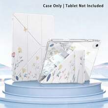 Pola Bunga Cetak UV Datar, Perlindungan Penuh Anti Jatuh Anti Guncangan, Casing Pelindung Tablet Lipat Y, Dengan Slot Pena dan Pelat Belakang Akrilik, Kompatibel dengan /Honor/Xiaoxin dan Model Lainnya - MultiWarna - View 1