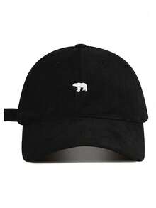 1pc Unisex Vintage Bear Pattern Baseball Cap, Suitable For All Seasons And Summer, Fashionable Daily Wear - Black - View 1