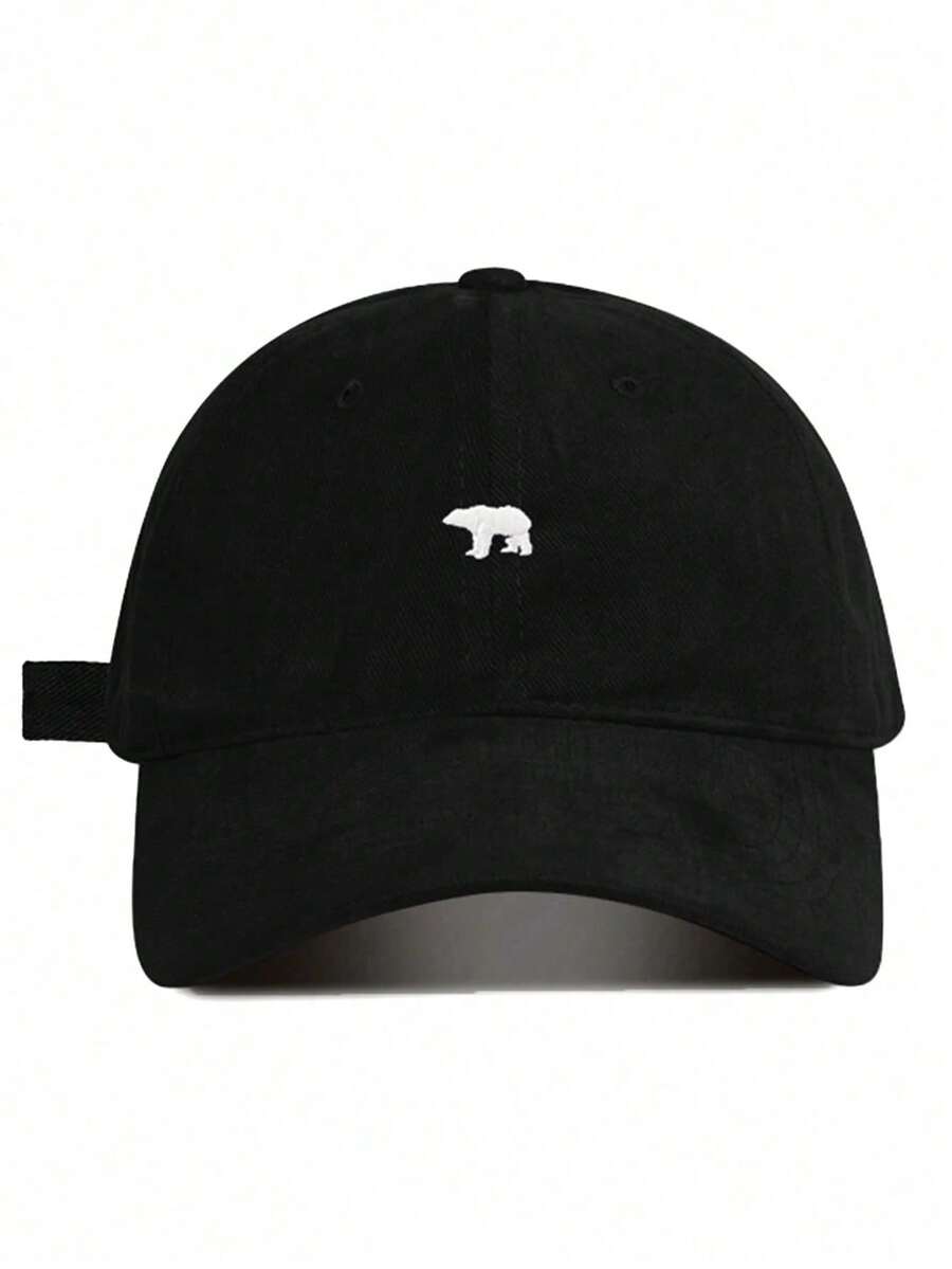 1pc Unisex Vintage Bear Pattern Baseball Cap, Suitable For All Seasons And Summer, Fashionable Daily Wear - Black - View 1