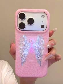 Personalized Sweet Cool Leopard Print Sequin Wing Phone Case Compatible With Apple 17 Pro Max New Korean Ins Style Atmosphere 16/15 Niche Creative Premium Full Coverage Shockproof - Multicolor - View 4