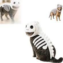 Dog Cat Pet Dinosaur Skeleton Costume Soft Plush Tyrannosaurus Rex Halloween Outfit 3D Dinosaur Bones - Multicolor - View 10