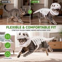 Dog Cat Pet Dinosaur Skeleton Costume Soft Plush Tyrannosaurus Rex Halloween Outfit 3D Dinosaur Bones - Multicolor - View 8