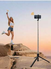 Borriig 1700mm Wireless Selfie Stick Phone Tripod Extendable Foldable Monopod Suitable For Smartphones, Balanced Stable Shooting Live Streaming, With Remote Control(1pc) - Diamond Black - View 5