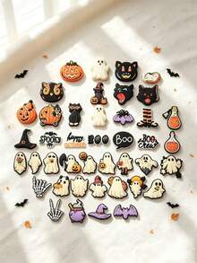10pcs/20pcs/30pcs Halloween Ghost Pumpkin DIY Shoe Charms, Funny Halloween Series Pattern, Suitable For Slippers, Sandals, Casual Shoes - Multicolor - View 6