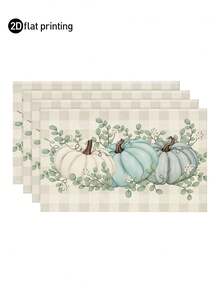 1pc/4pcs/6pcs,Autumn Pumpkin Table Placemats,Rectangular Tablecloth,Washable,Suitable For Family Dinner,Coffee Table,Durable Kitchen And Dining Room Decor,Table Decoration Party And Scene Decoration,Home Decor - Multicolor - View 1