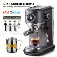 CAFELFFE Espresso Machine, 4-In-1 Semi-Automatic Coffee Maker Compatible With Capsules, 20BAR, Hot & Cold Brewing, Compatible With D* And N* Capsules/ESE Pods/Ground Coffee, Milk Frother, 7-Level Water Adjustment, 1.1L Removable Water Tank - UK Plug(220-240V) - View 1