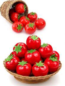8/10PCS Artificial Tomatoes, Simulated Fruits And Vegetables, Suitable For Home, Kitchen, Festival, Party, Photography, Prop Decoration - Red - View 1