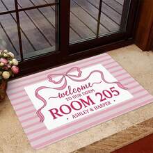 1PC Personalized Welcome To Our Dorm Bow Doormat Rug Pink Theme Coquette Bows Door Mat Indoor Outdoor Dormitory Bow Ribbon Entrance Mats Girly Dorm Apartment Decor Nonslip Washable Rug For Girls - Style 1 - View 4