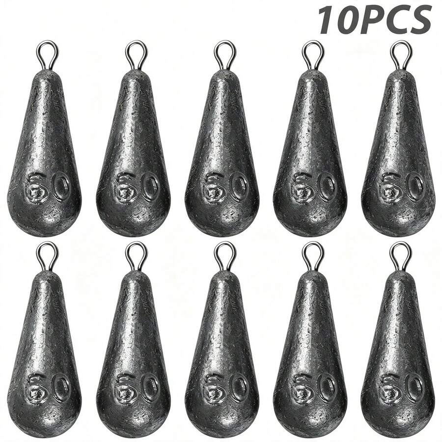 10pcs Water Drop Hanging Ring Lead Sinkers, Quick Bite Lead, Calibrated Lead, Hanging Ring Fishing Sinkers