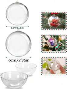 10pack Clear Holiday/Party Fillable Ornaments, Fillable Decorative Balls For Crafts, DIY Christmas Decorations, Christmas, Holidays, Weddings, Parties, Home Parties, Christmas Party Gift Storage Decorative Balls, Party Supplies Wholesale - Hollow Ball - View 9