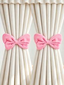 4pcs/2pcs Colorful Bow Curtain Tiebacks, Adjustable No-Drill Design, Decorated With Faux Pearls, Suitable For Bedroom, Living Room, Dining Room, Classroom, Hotel, Tea Room, Guest House, Etc. - one-size - View 2