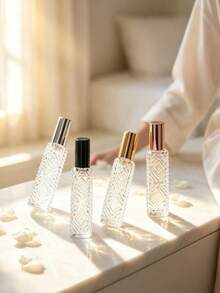 Rhombus Embossed Clear Glass Perfume Spray Bottle, Refillable Portable Fragrance Atomizer Travel Cosmetic Container - View 1