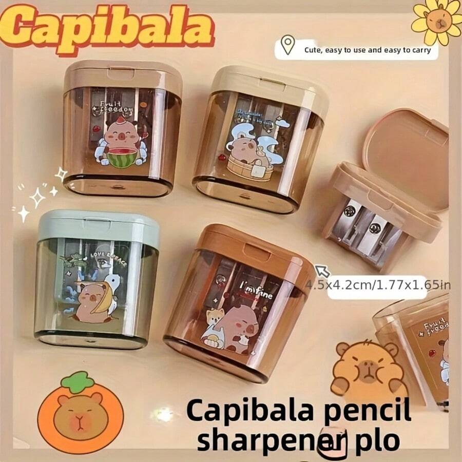 6 Buah Rautan Pensil Manual Motif Kartun, Desain Kartun, Warna dan Gaya Acak, Desain Multi-Lubang Kompatibel dengan Pensil Tebal dan Tipis, Hadiah Kecil yang Menarik, Hadiah Liburan yang Sangat Istimewa | Alat Tulis Cantik - Aneka warna acak - View 1