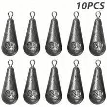 10pcs Water Drop Hanging Ring Lead Sinkers, Quick Bite Lead, Calibrated Lead, Hanging Ring Fishing Sinkers - Grey - View 10