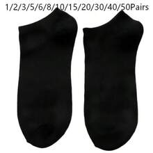 10/15/30 Pairs Solid Color Men's Short Socks Black White Grey Solid Color Boat Socks Odor-Resistant Sweat-Absorbent Low-Cut Breathable Short Socks For Men - Multicolor - View 12